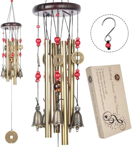 Metall-Mehrrohr-Windspiel aus Holz für den Außenbereich, Windspiele im Freien, Türornamente, Outdoor-Gartenanhänger, Heimdekoration, Balkondekoration, Feng Shui-Dekor, Holz-Windspiele für den