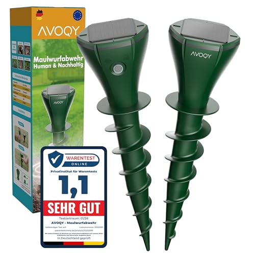 Maulwurf Vertreiber Solar [2er-Set] – Vibrations Maulwurfschreck gegen Maulwürfe und Wühlmäuse, IP65 Wasserdicht, Wetterfest & Tierfreundlich für Garten und Rasen